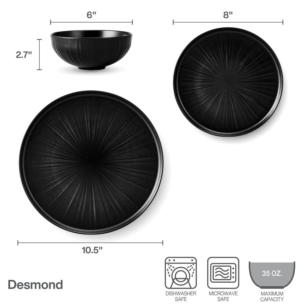 Desmond 12 Piece Bone China Dinnerware Set. Service for 4 - Image 4