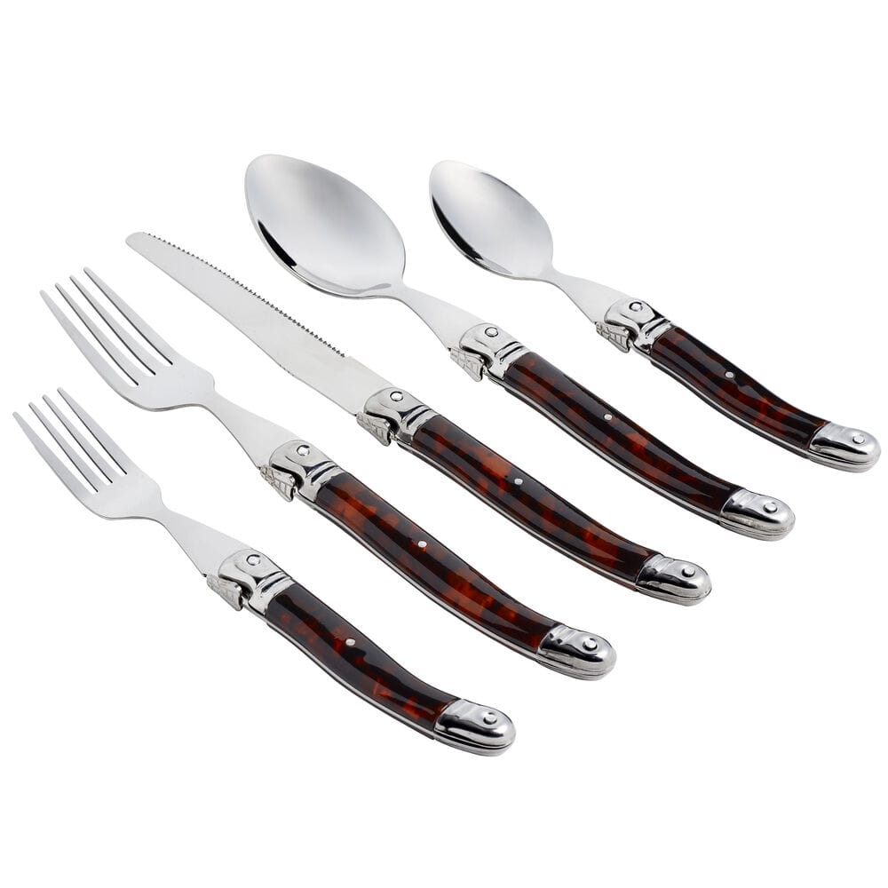 Tortoise Shell 20 Piece Flatware Set. Service for 4 - Image 3