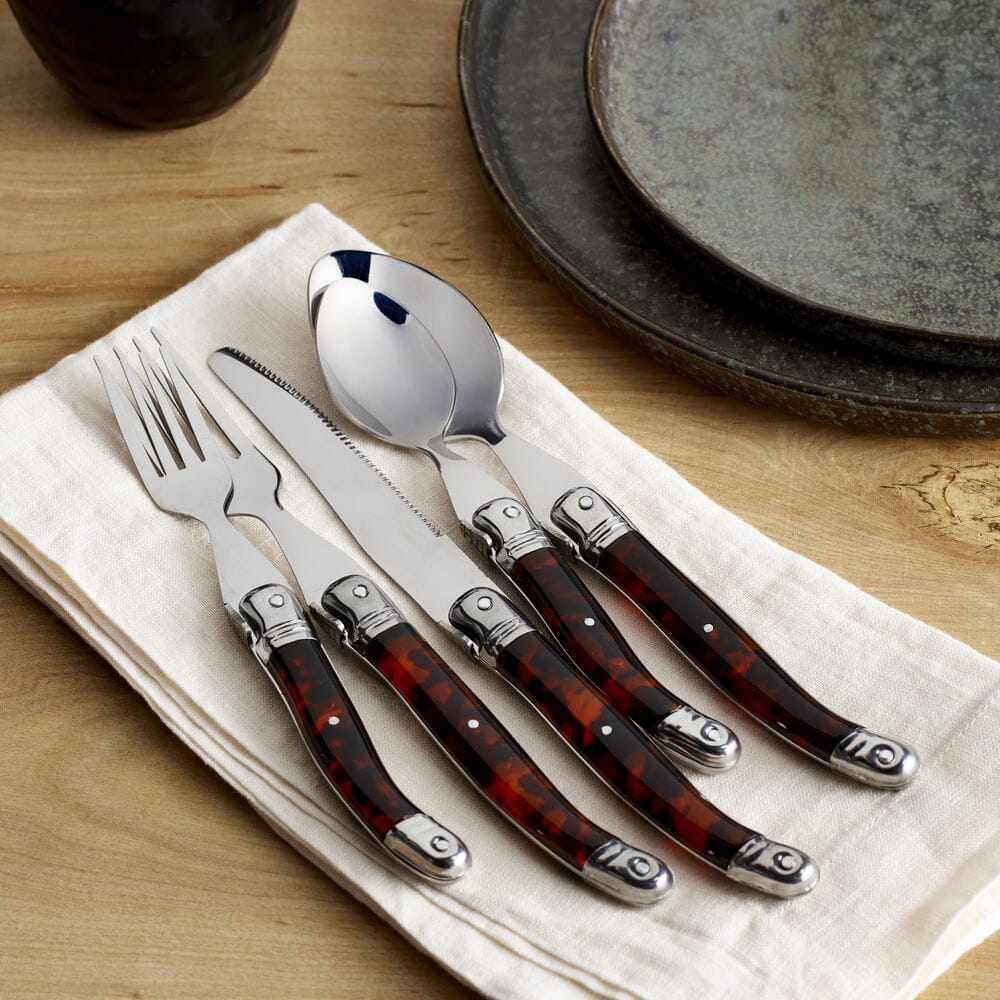 Tortoise Shell 20 Piece Flatware Set. Service for 4 - Image 2