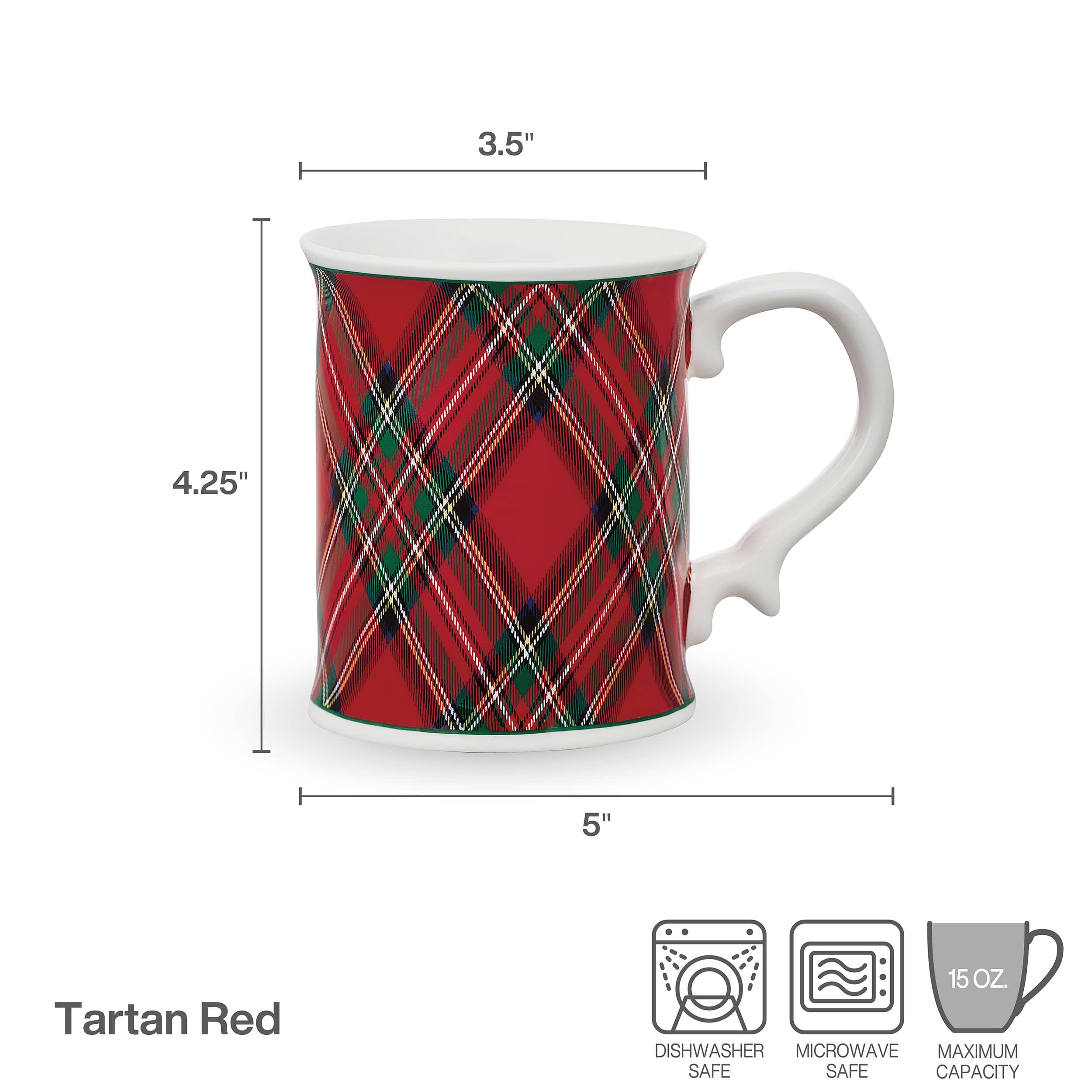Tartan Red Set of 4 Mugs - Image 2