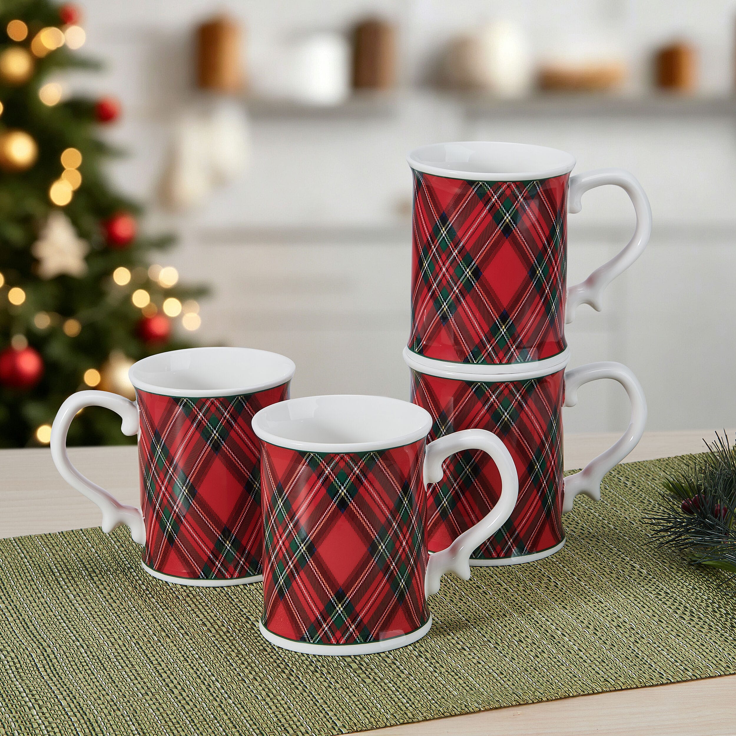 Tartan Red Set of 4 Mugs - Image 3