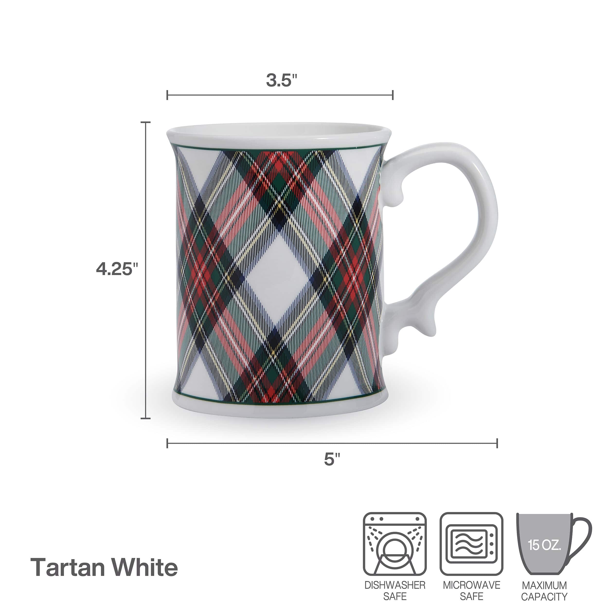Tartan White Set of 4 Mugs - Image 3