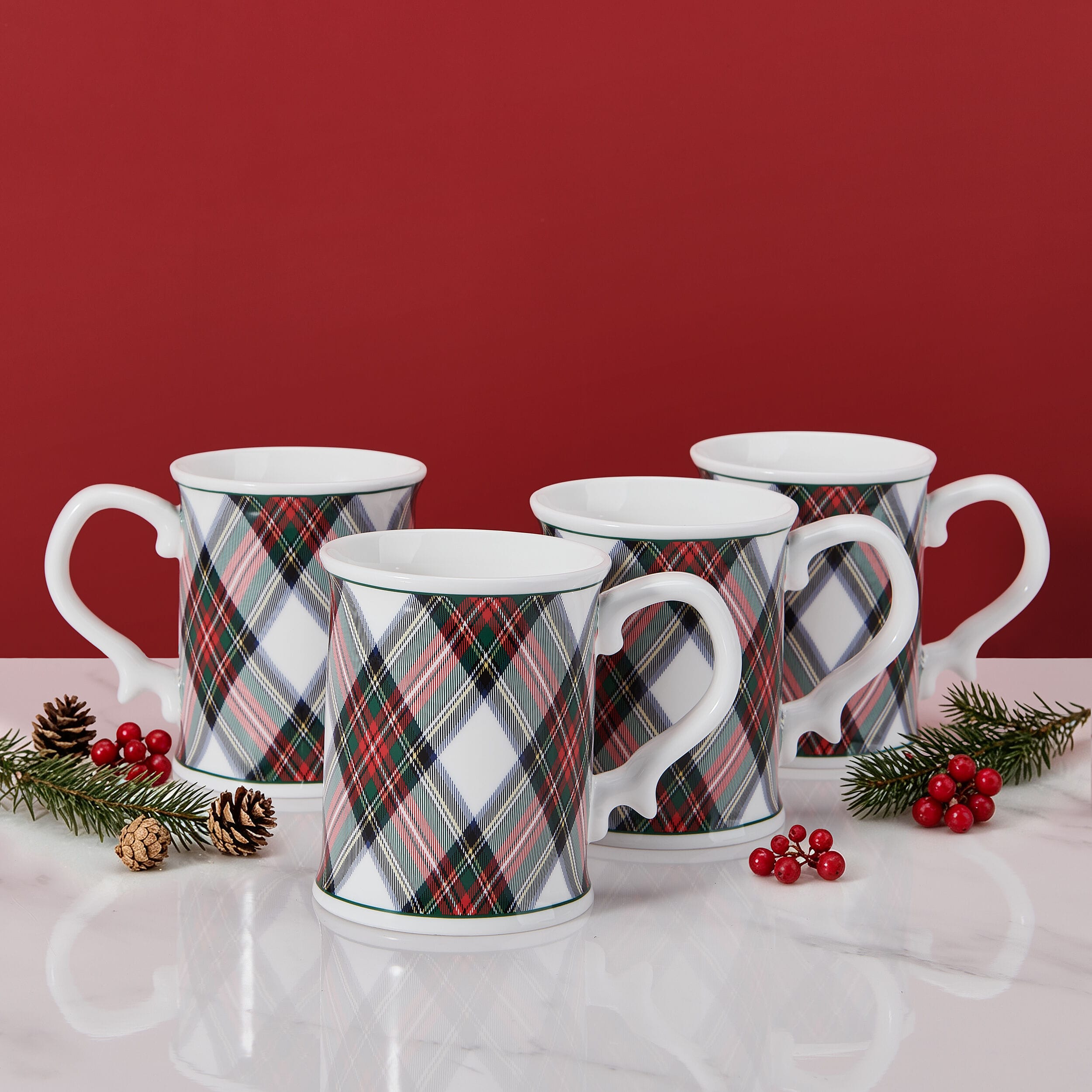 Tartan White Set of 4 Mugs - Image 2
