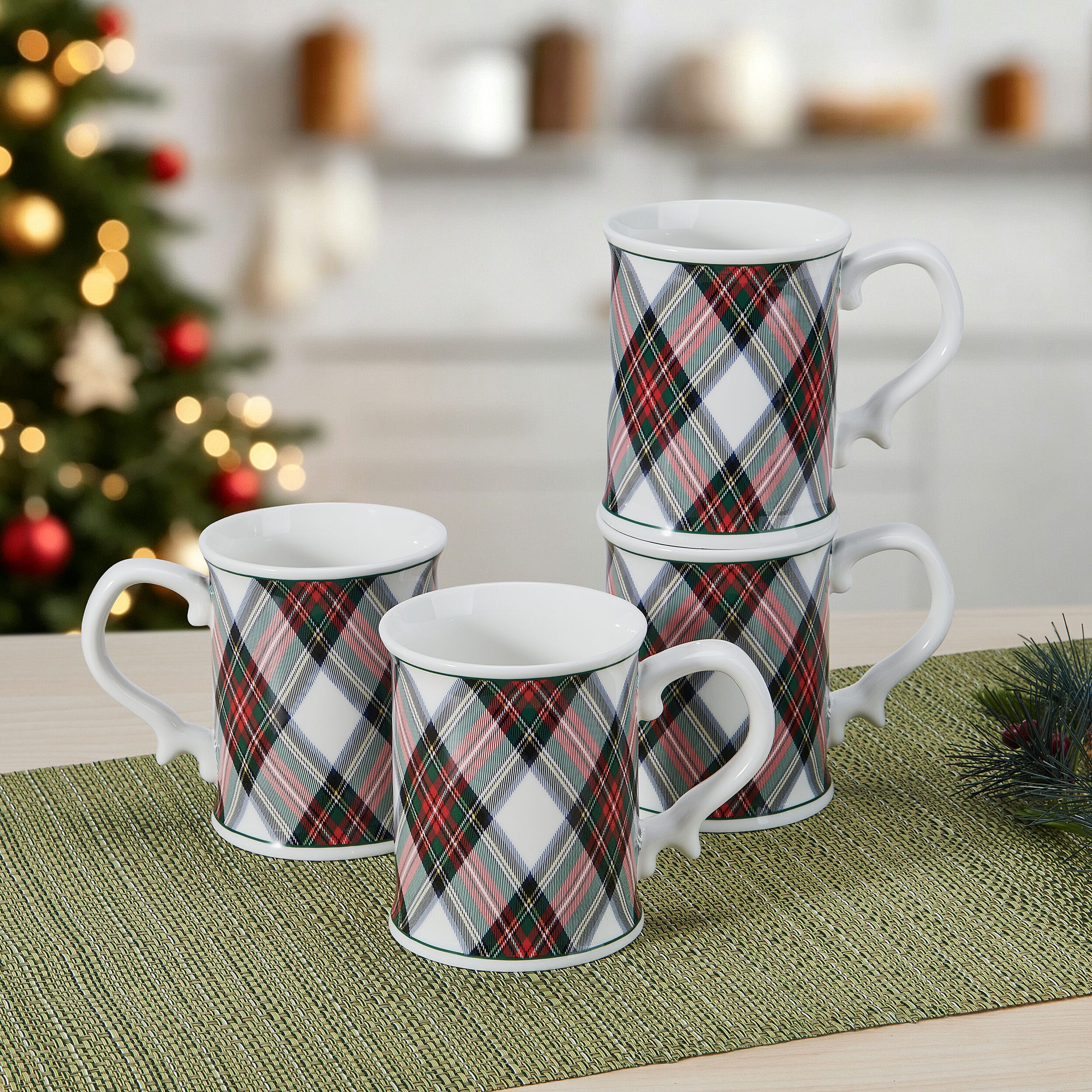Tartan White Set of 4 Mugs - Image 5