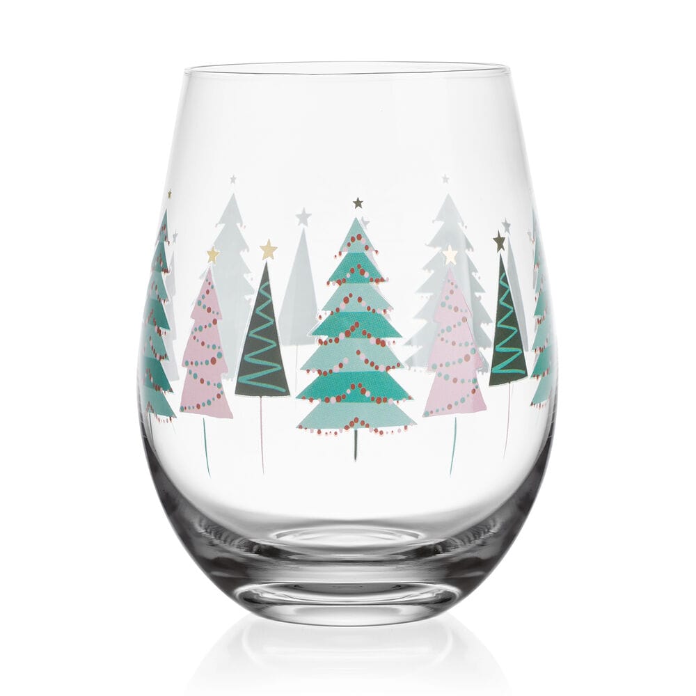 Stemless Gifts Holiday Tree Stemless Wine Set of 4 - Image 3