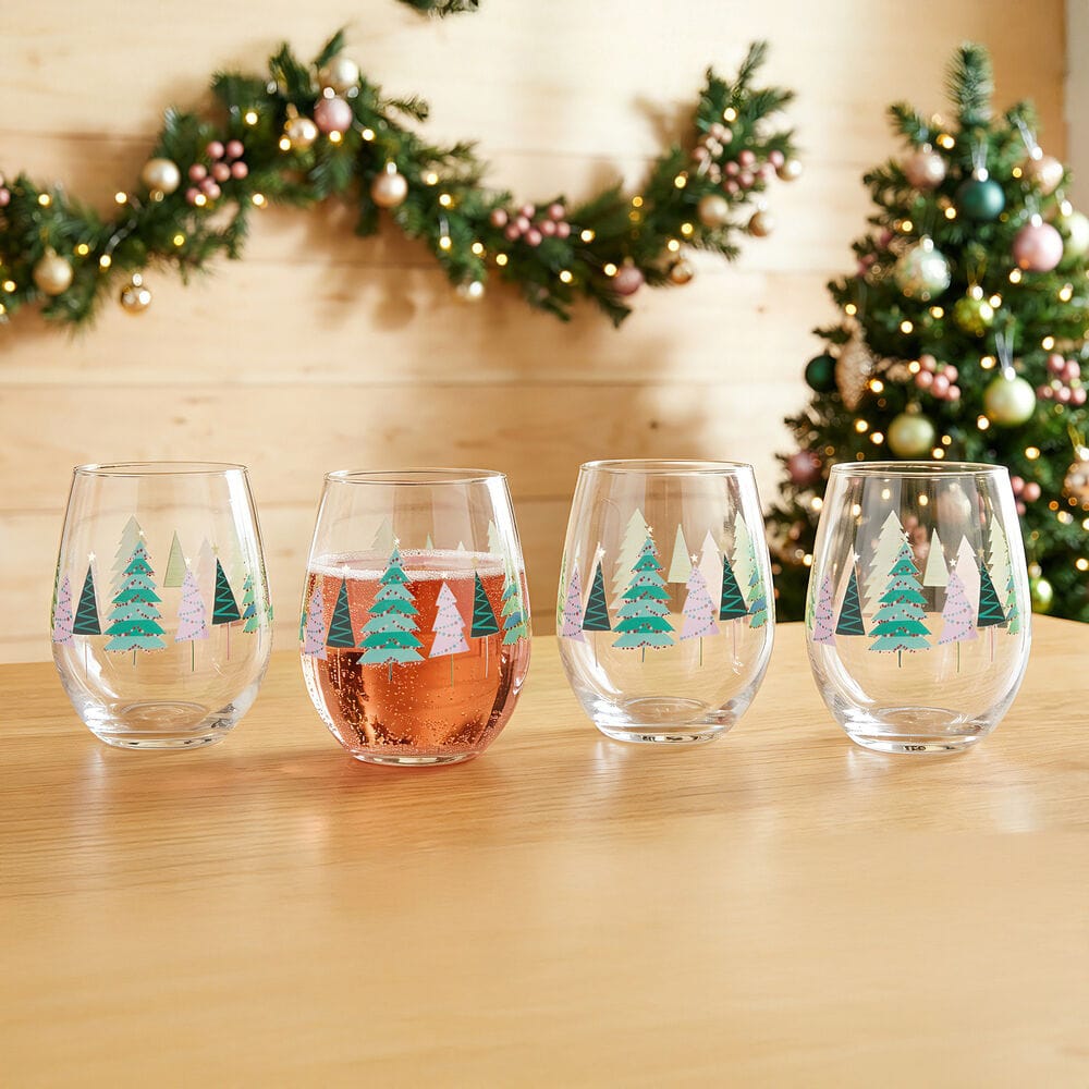 Stemless Gifts Holiday Tree Stemless Wine Set of 4 - Image 4