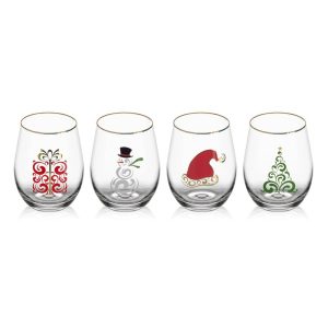 Stemless Gifts Holiday Stemless Wine Set of 4