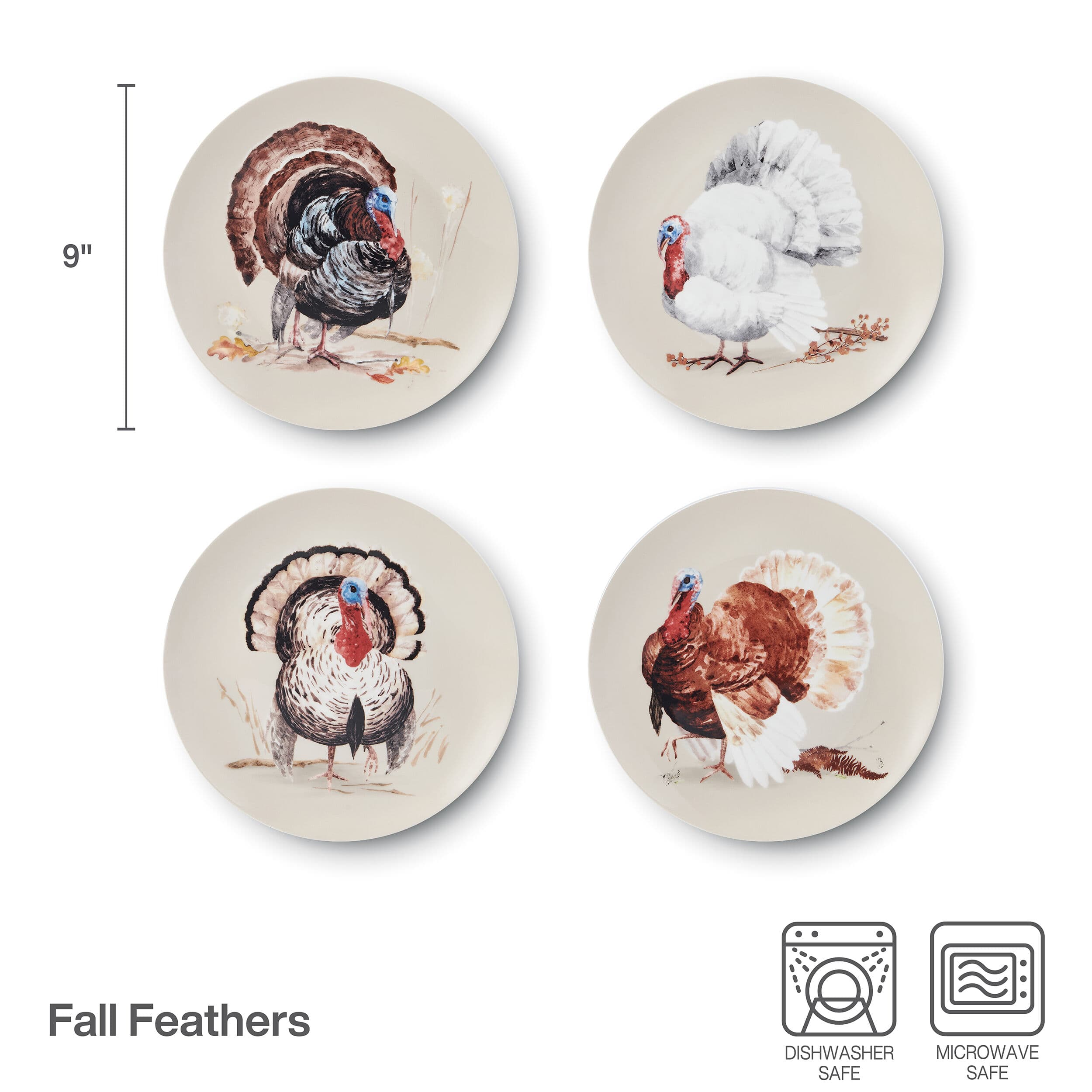 Fall Feathers Set of 4 Salad Plates - Image 3
