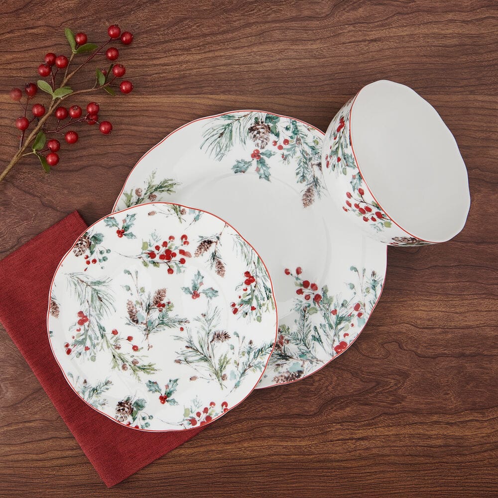 Pine and Berry 12 Piece Dinnerware Set. Service for 4 - Image 2
