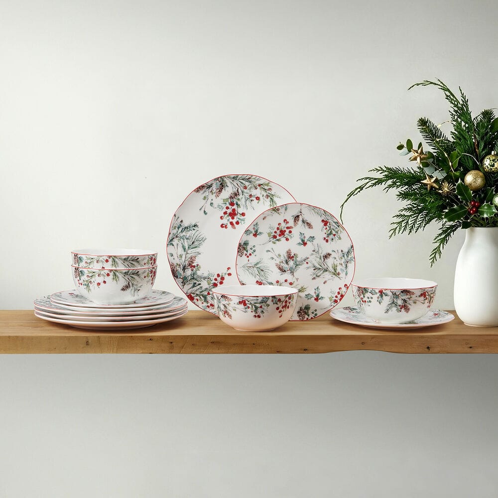 Pine and Berry 12 Piece Dinnerware Set. Service for 4 - Image 8