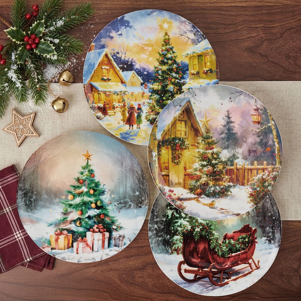Vintage Christmas Set of 4 Holiday Salad Plates - Image 2