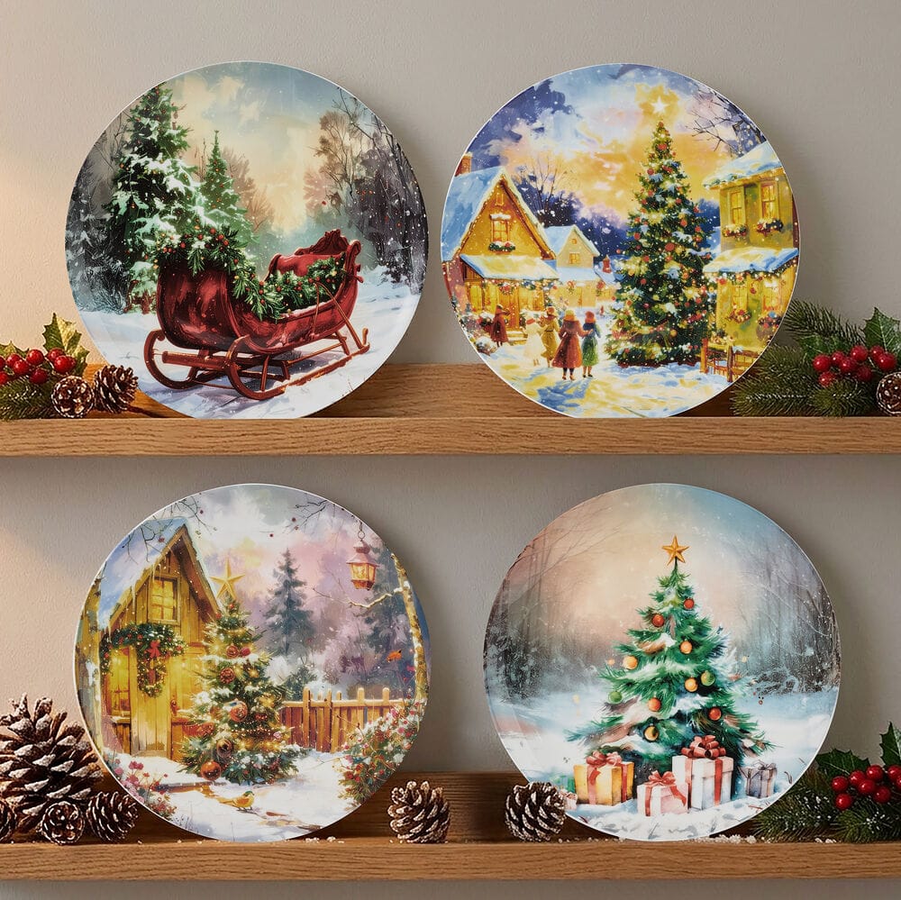 Vintage Christmas Set of 4 Holiday Salad Plates - Image 8