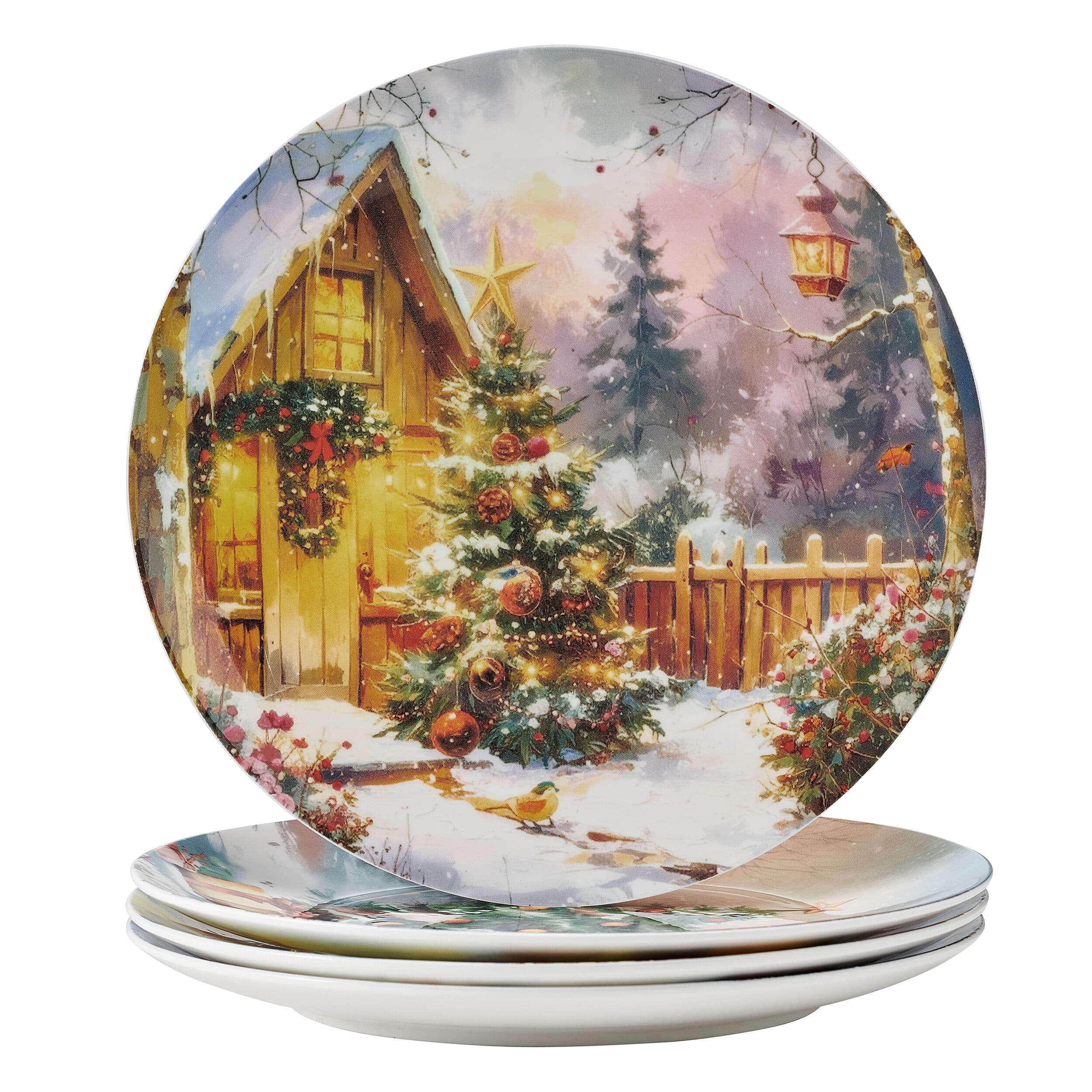 Vintage Christmas Set of 4 Holiday Salad Plates - Image 3