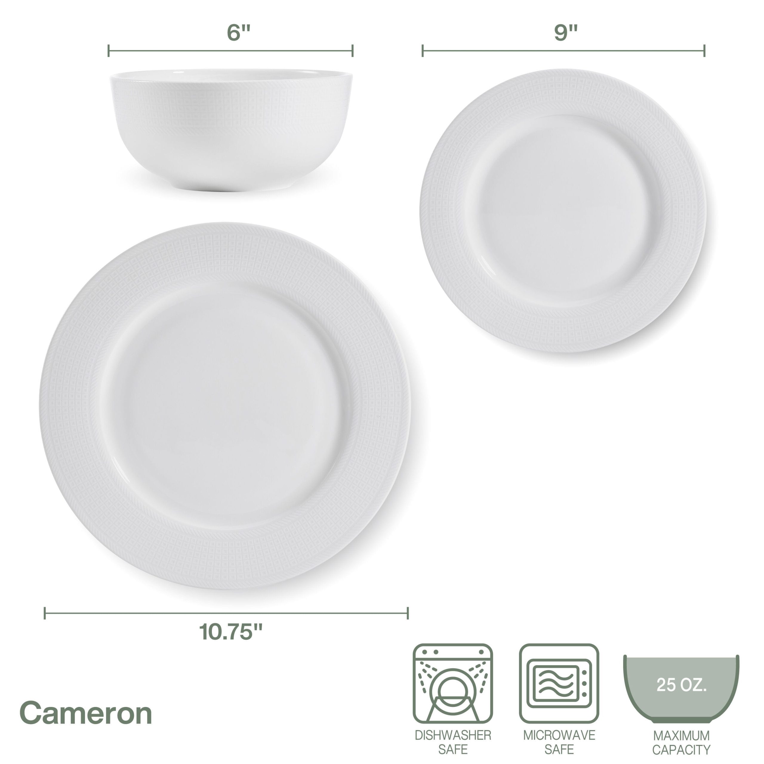 Cameron 12 Piece Dinnerware Set. Service for 4 - Image 3
