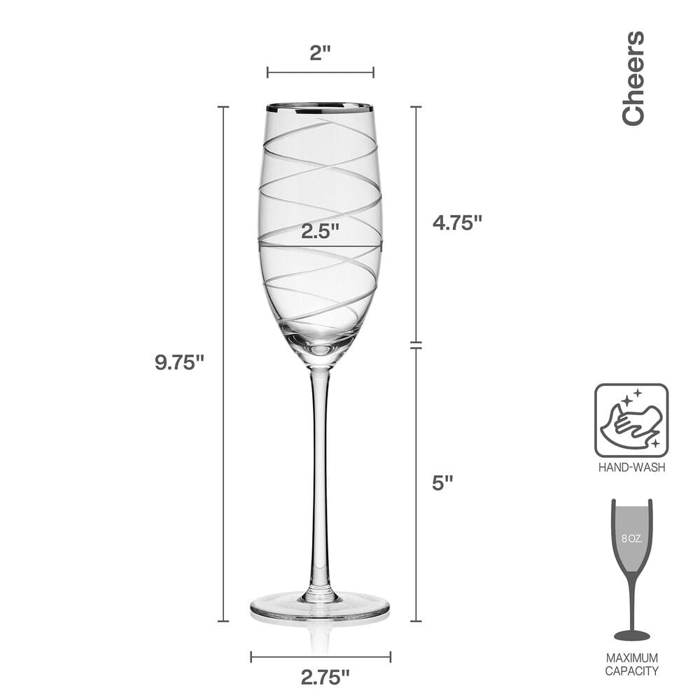 Cheers® Set of 4 Platinum Banded Flutes - Image 3