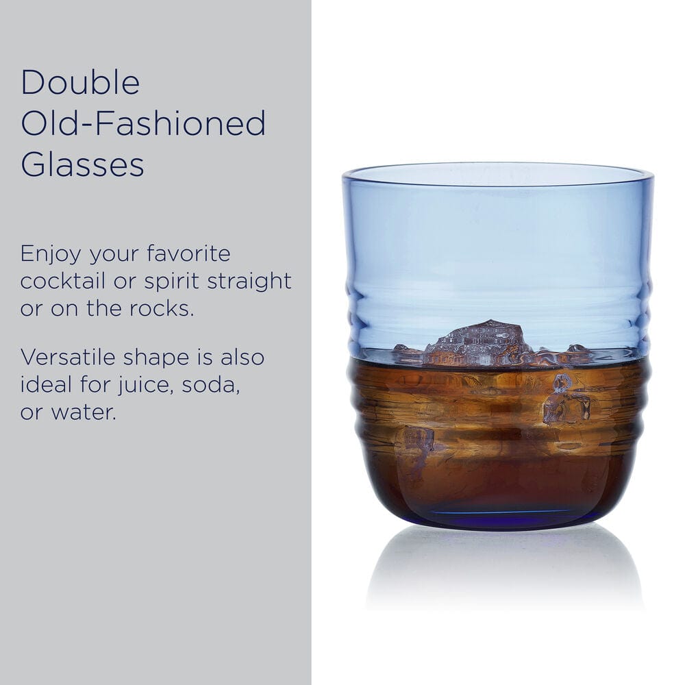 Ciara Cobalt Set of 4 Double Old Fashioned Whiskey Glasses - Image 5