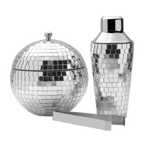 Disco Ball 3 Piece Cocktail Shaker and Ice Bucket Bar Set