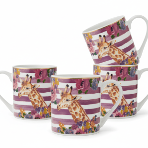Wild at Heart Gold Banded Giraffe Set of 4 Mugs