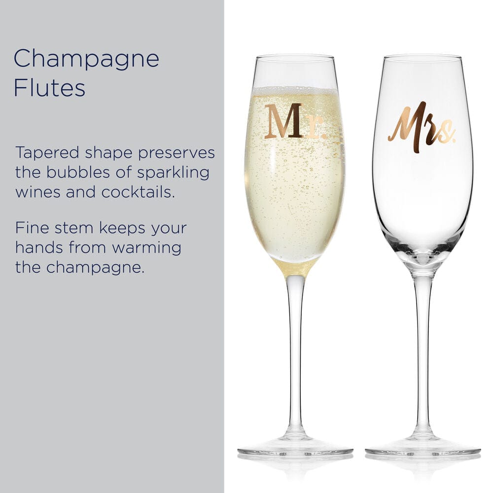 Mr. and Mrs. Set of 2 Champagne Toasting Flute Glasses - Image 8