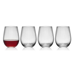 Optic Set of 4 Stemless Wine Glasses