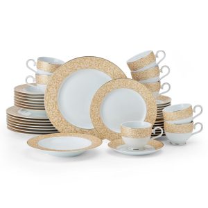 Parchment Gold 40 Piece Dinnerware Set. Service for 8
