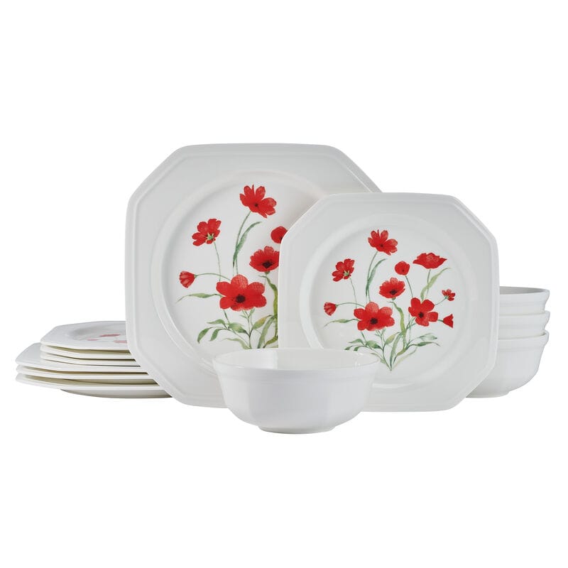 Roselle 12 Piece Dinnerware Set. Service for 4