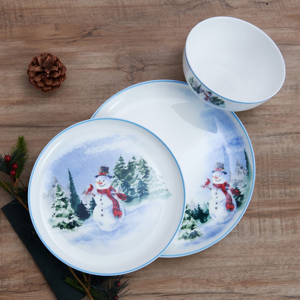 Snowman Forest 12 Piece Dinnerware Set. Service For 4 - Image 3