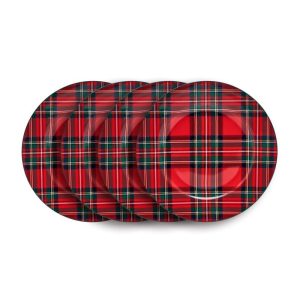 Tartan Red Set of 4 Salad Plates