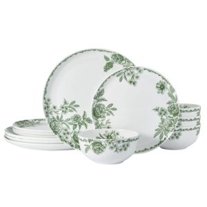 Windsor Rose Green Dinnerware Set. Service for 4
