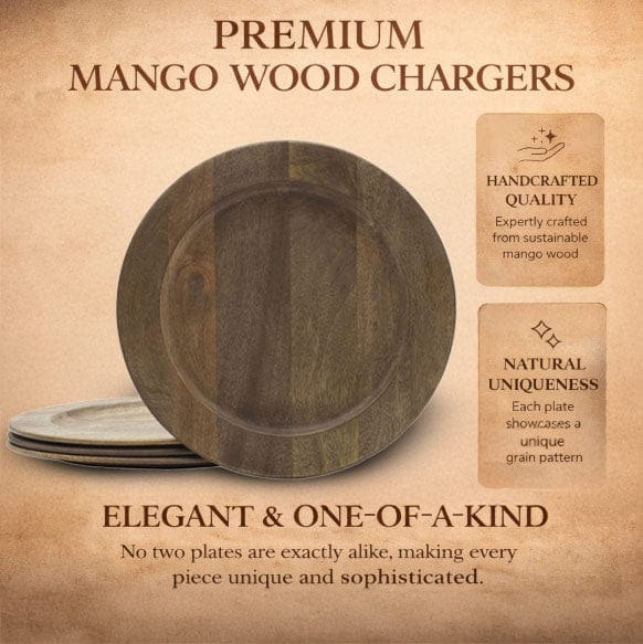 Mango Wood Set of 4 Charger Plates - Image 4