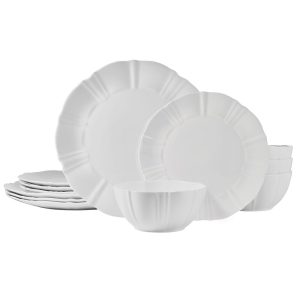 Belle Scalloped 12 Piece Dinnerware Set. Service for 4