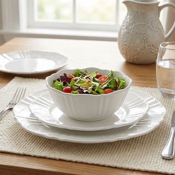 Belle Scalloped 12 Piece Dinnerware Set. Service for 4 - Image 2