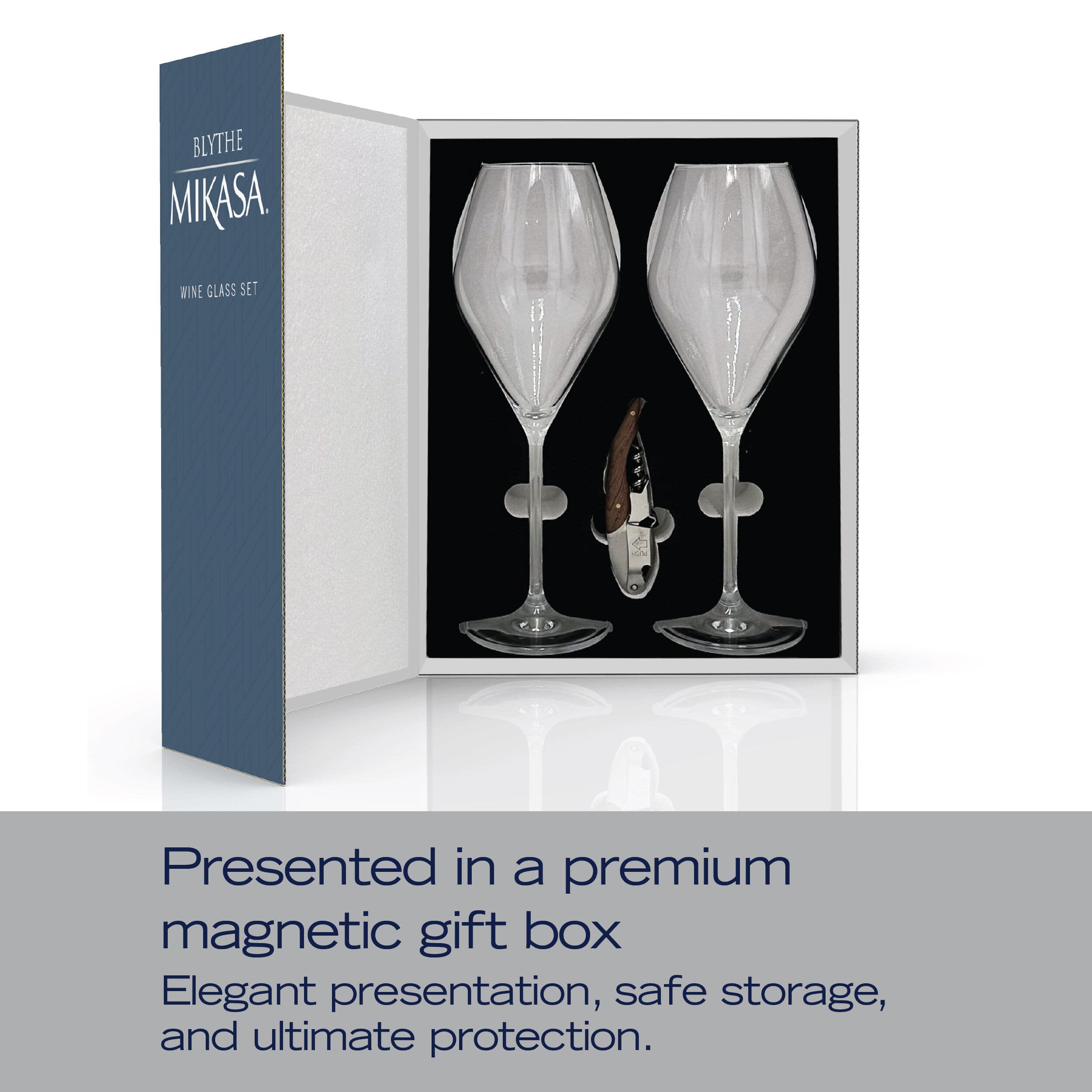 Blythe Set of 2 Wine Glass Boxed Gift Set with Corkscrew - Image 8