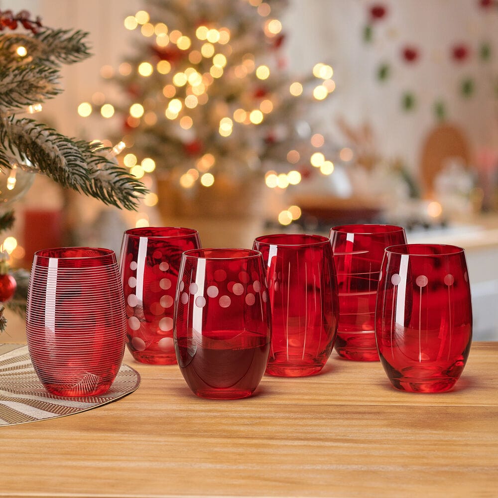 Cheers® Set of 6 Ruby Stemless Wine Glasses - Image 2