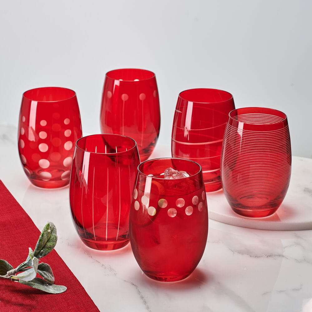 Cheers® Set of 6 Ruby Stemless Wine Glasses - Image 5
