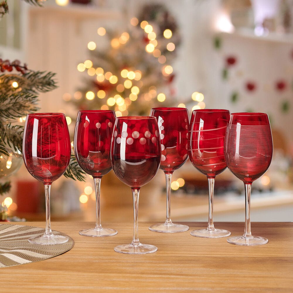 Cheers® Set of 6 Ruby Wine Glasses - Image 2