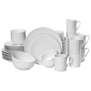 Cheers® White 40 Piece Dinnerware Set. Service for 8