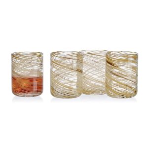 Color Swirl Honey Set of 4 Double Old Fashioned Glasses