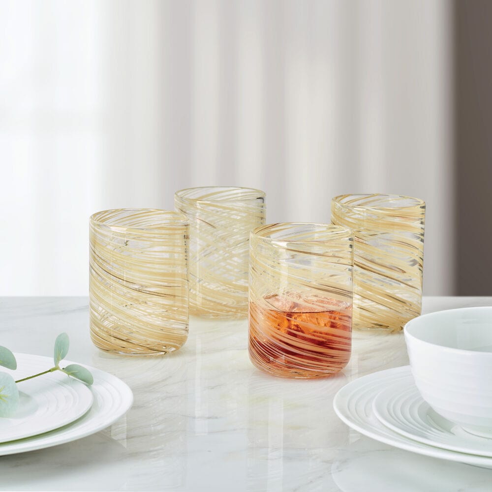 Color Swirl Honey Set of 4 Double Old Fashioned Glasses - Image 2