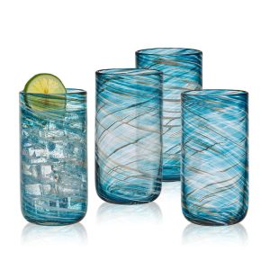 Color Swirl Set of 4 Highball Glasses
