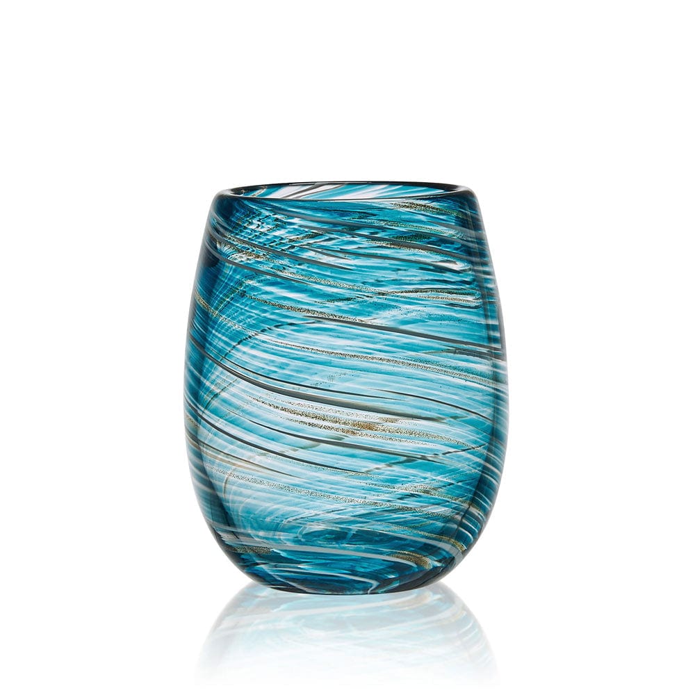 Color Swirl Set of 4 Stemless Wine Glasses - Image 5