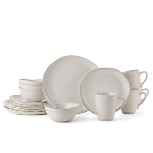 Cora White 16 Piece Dinnerware Set. Service for 4