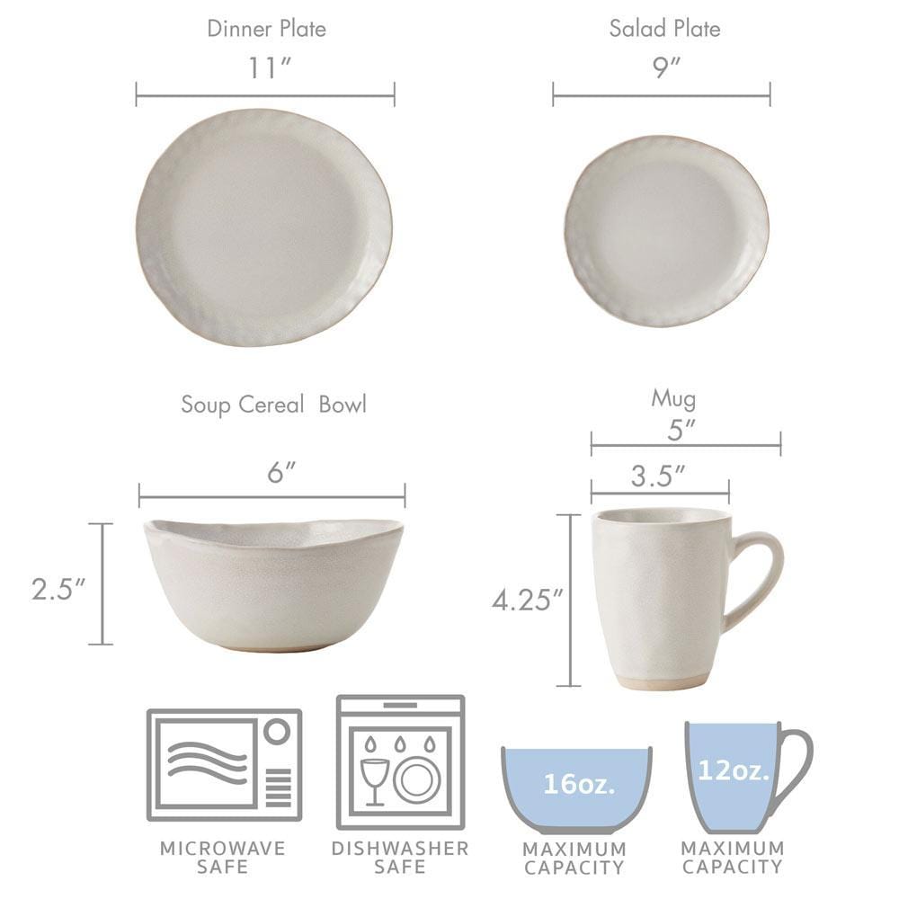Cora White 16 Piece Dinnerware Set. Service for 4 - Image 5