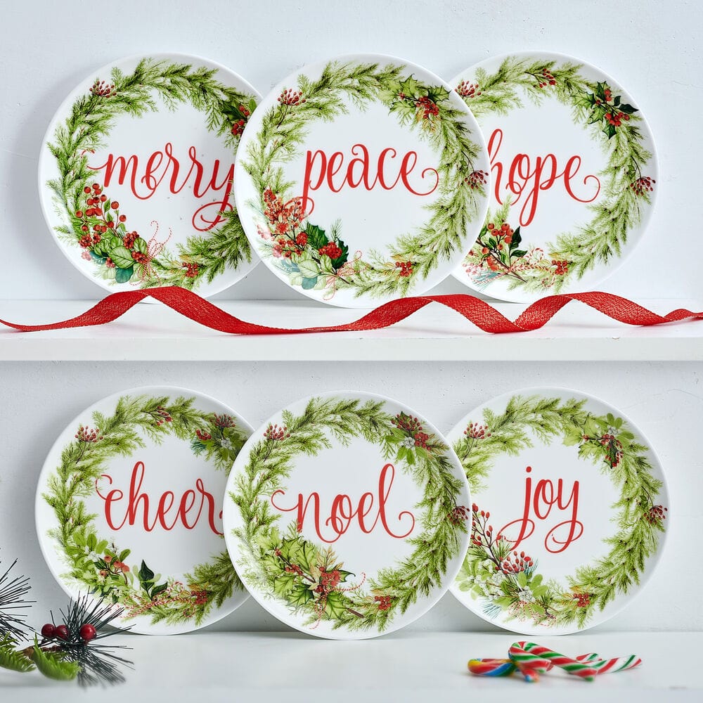 Festive Garland Set of 6 Appetizer Plates - Image 2
