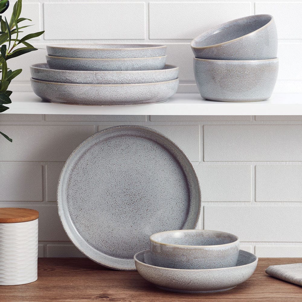 Huxley Grey 9 Piece Dinnerware Bowl Set. Service for 3 - Image 2