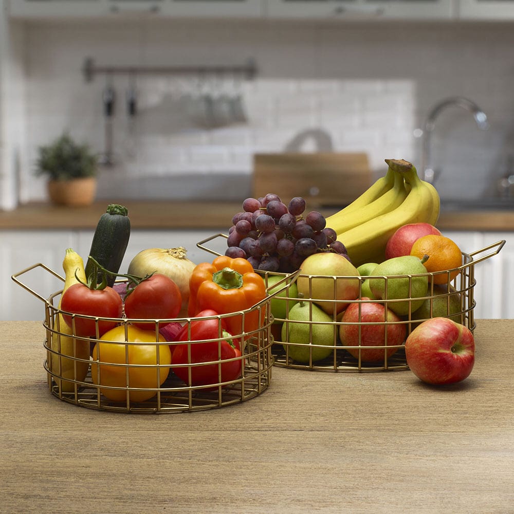 Kendall Set Of 2 Gold Centerpiece Baskets - Image 2