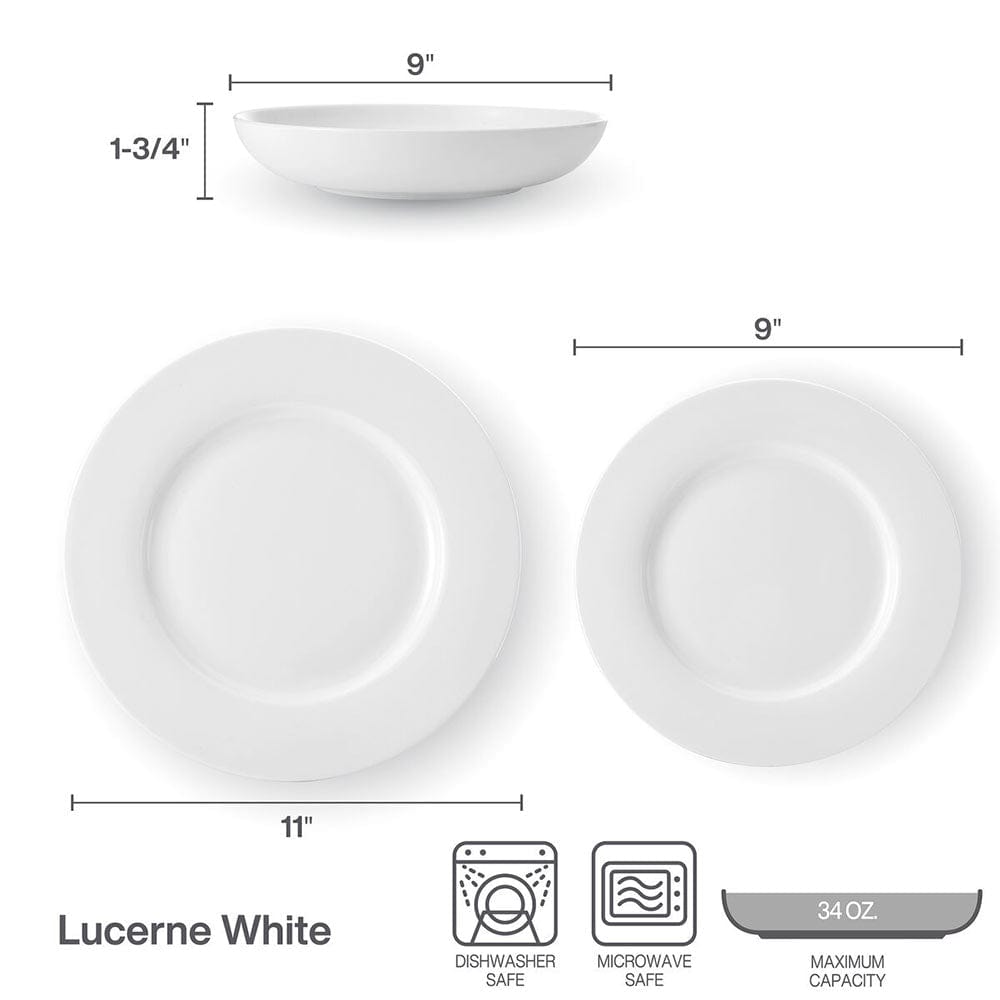 Lucerne White 12 Piece Dinnerware Pasta Bowl Set. Service for 4 - Image 4