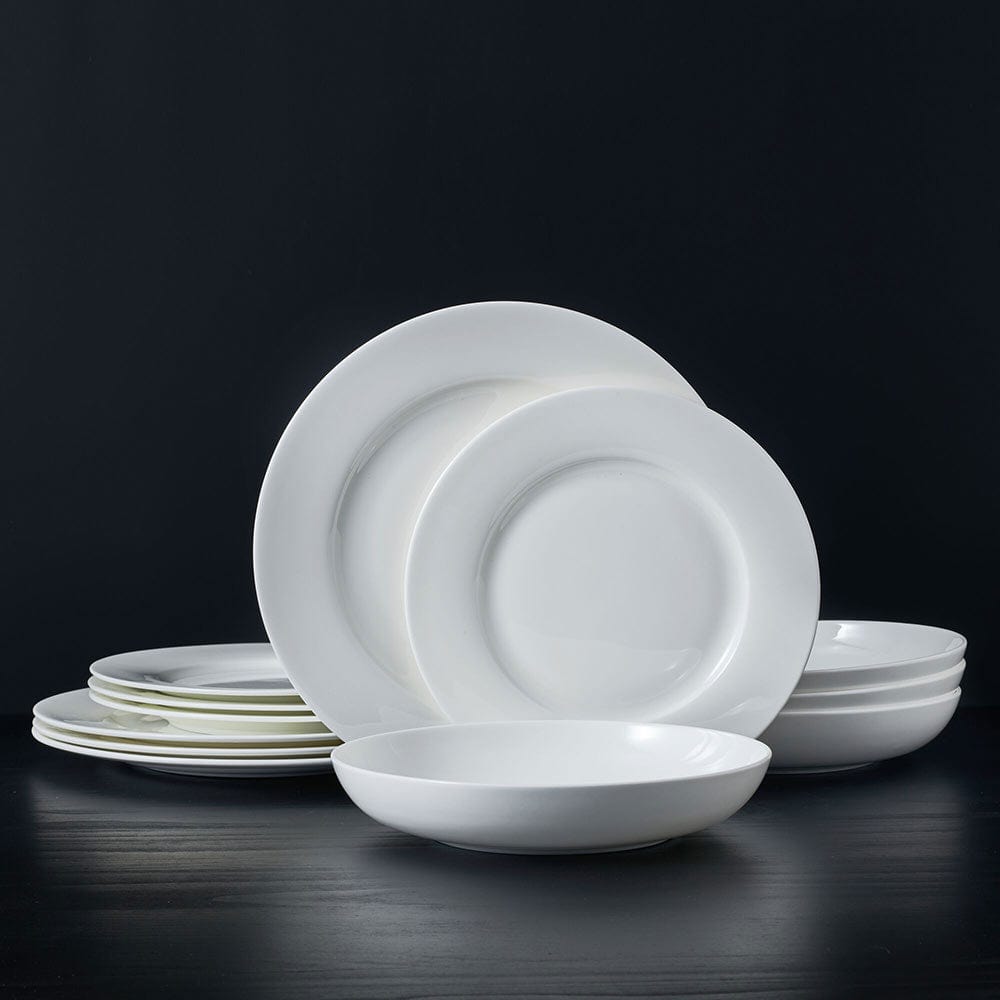 Lucerne White 12 Piece Dinnerware Pasta Bowl Set. Service for 4 - Image 2