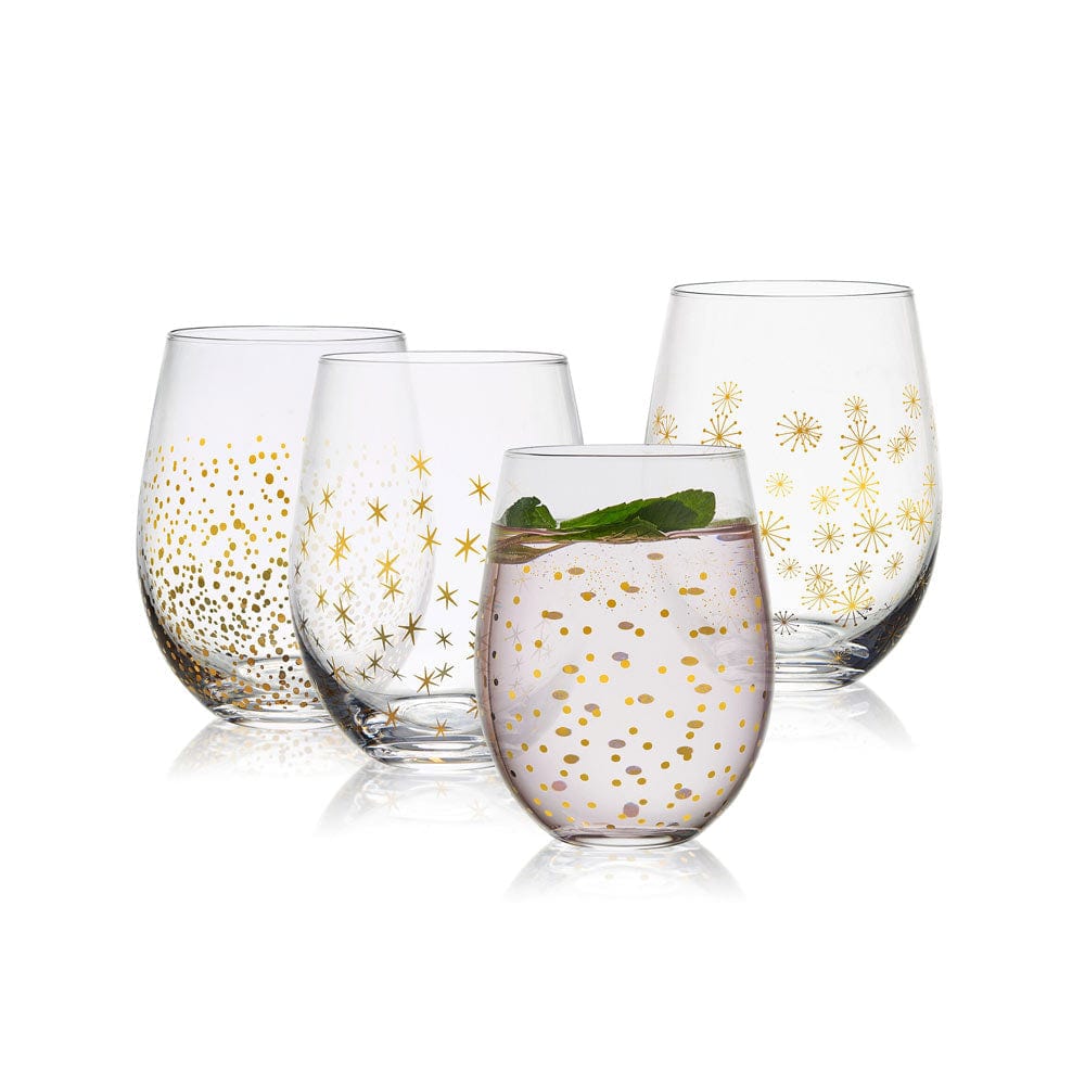 Party Set of 4 Stemless Wine Glasses