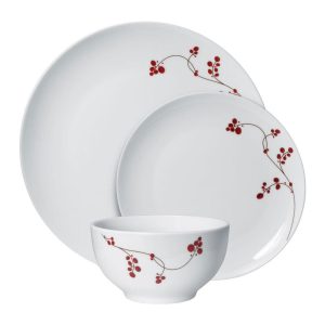 Red Berries 12 Piece Dinnerware Set. Service for 4